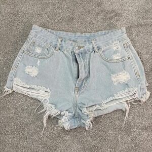 Shein Light Blue Distressed Cut Off Denim Shorts